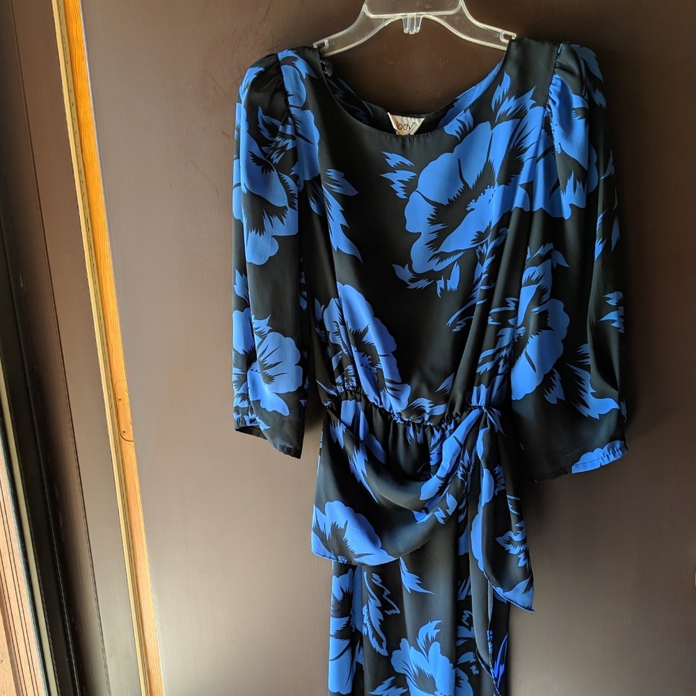 Lody Vintage Blue Black Dress. Size Not Marked.